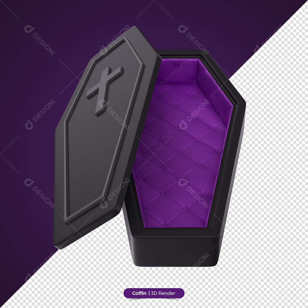 Caixão Aberto do Dia Das Bruxas Elemento 3D de Halloween para Composição PSD