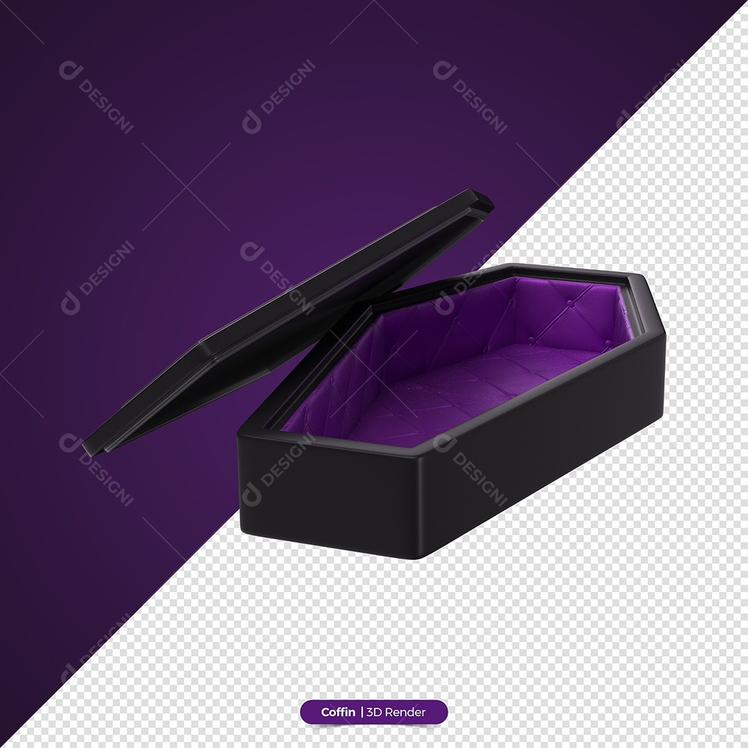 Caixão Aberto do Dia Das Bruxas Elemento 3D de Halloween para Composição PSD