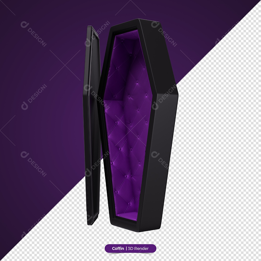 Caixão Aberto do Dia Das Bruxas Elemento 3D de Halloween para Composição PSD