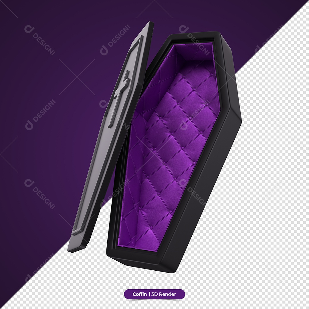 Caixão Aberto do Dia Das Bruxas Elemento 3D de Halloween para Composição PSD