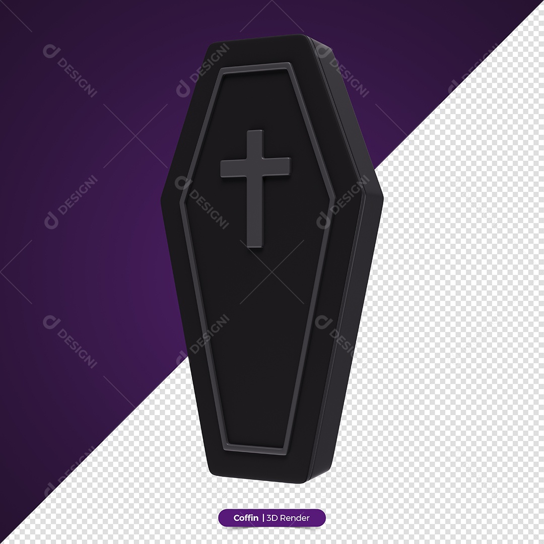 Caixão do Dia Das Bruxas Elemento 3D de Halloween para Composição PSD