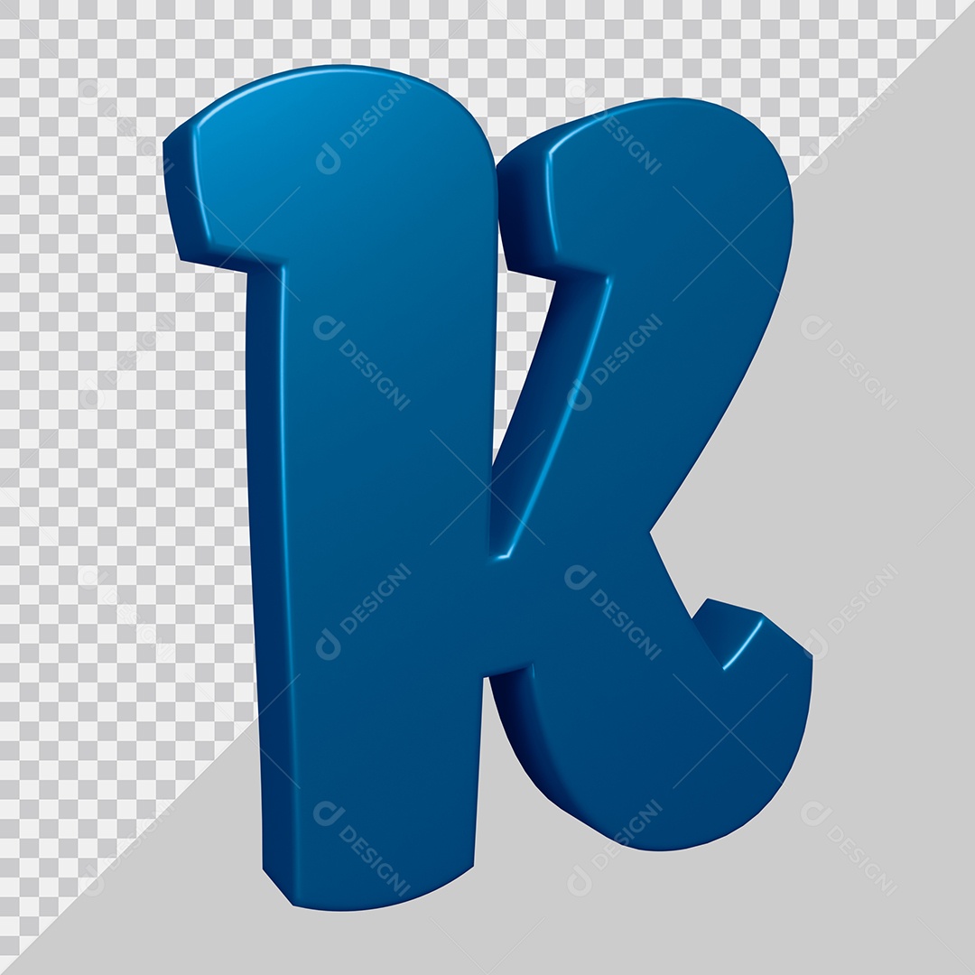 Elemento 3D Para Composição Letra K Azul PSD