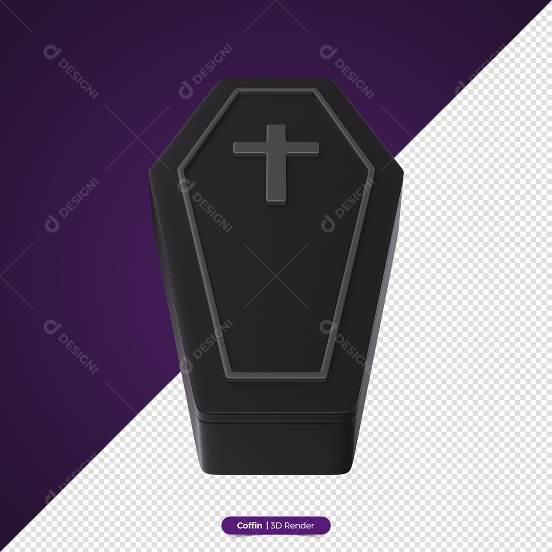 Caixão do Dia Das Bruxas Elemento 3D de Halloween para Composição PSD