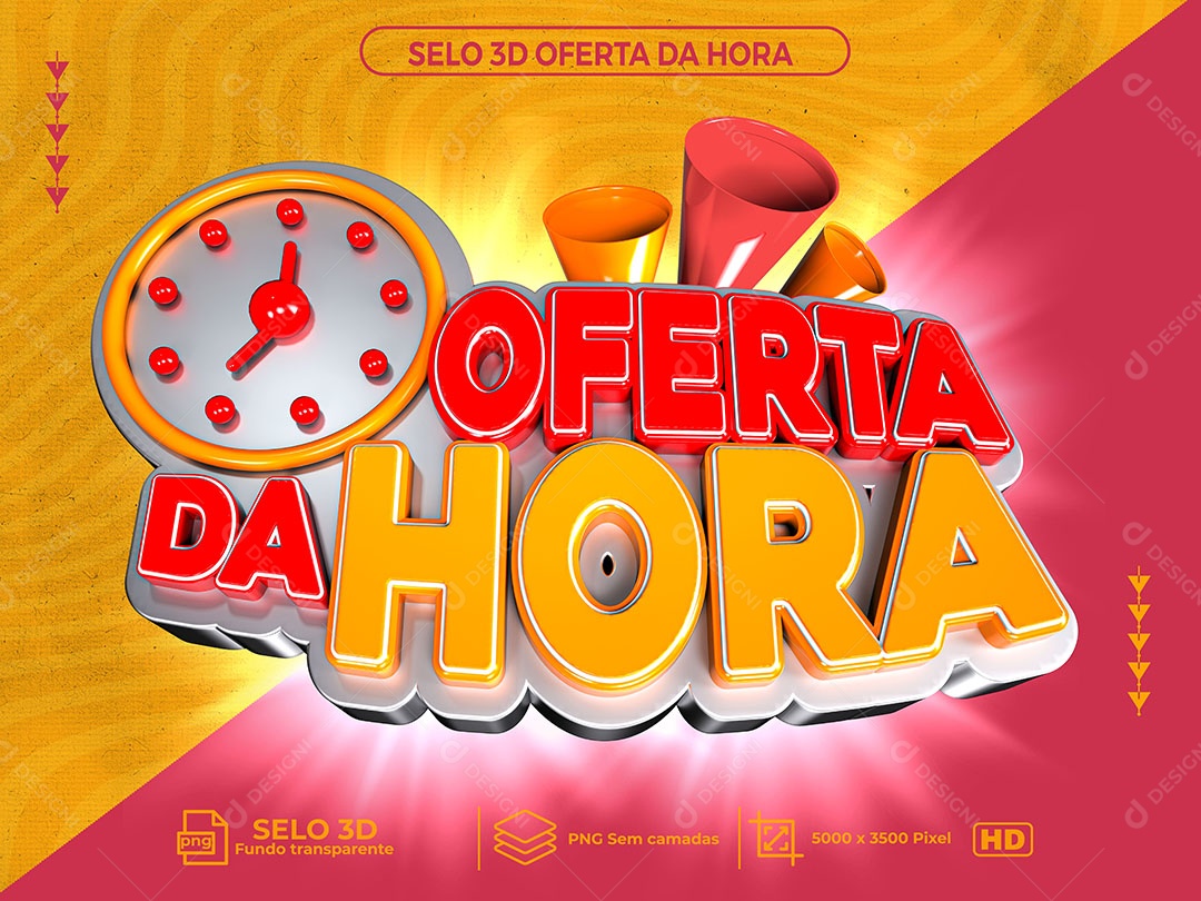 Selo 3D Para Composição Oferta da Hora PNG Transparente