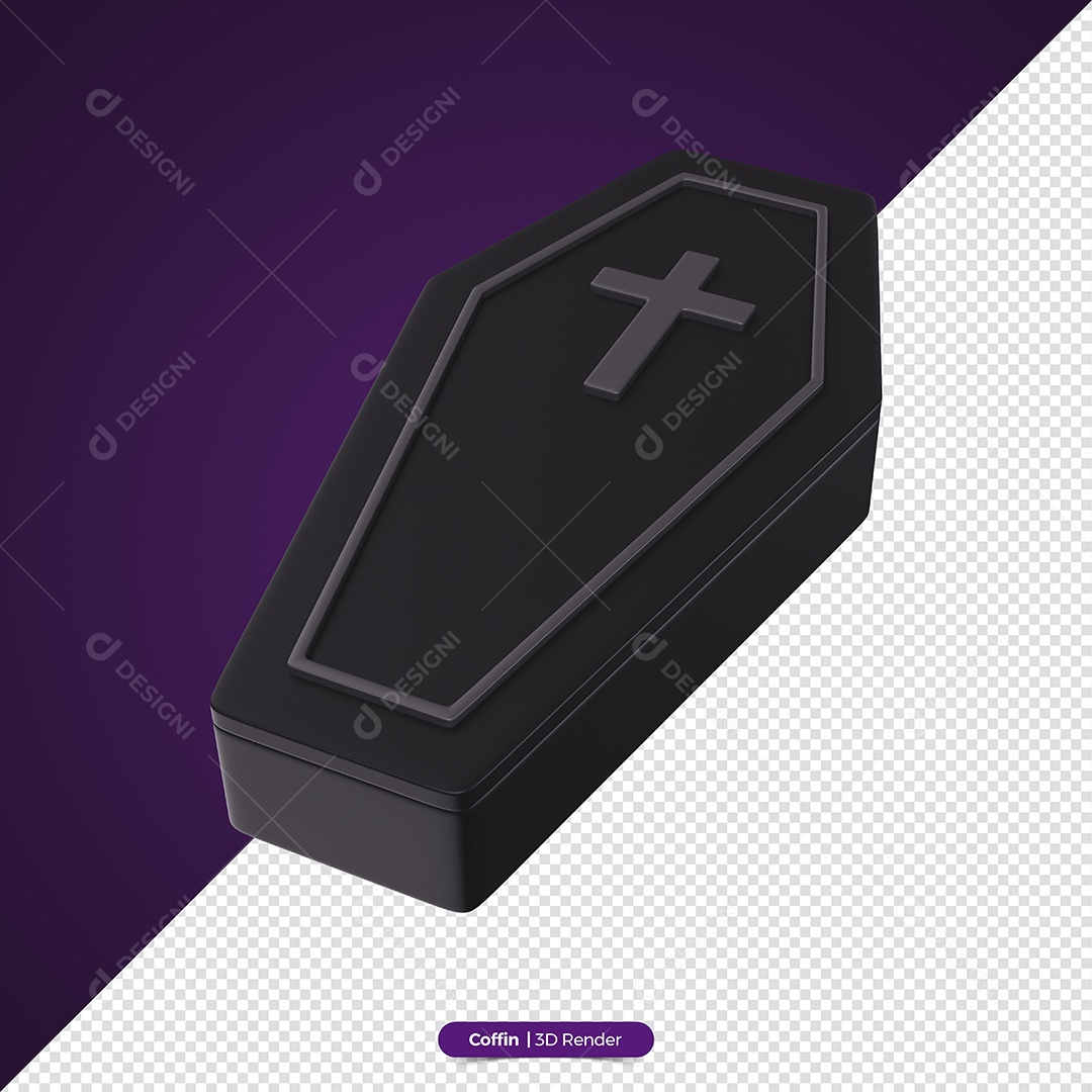 Caixão do Dia Das Bruxas Elemento 3D de Halloween para Composição PSD