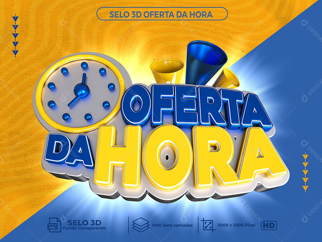 Selo 3D Para Composição Oferta da Hora PNG Transparente