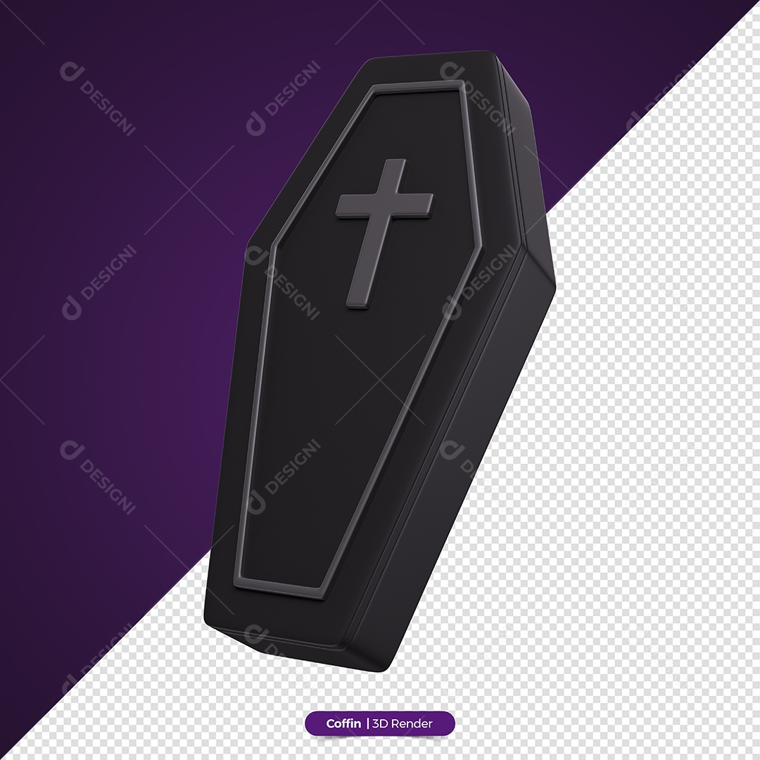 Caixão do Dia Das Bruxas Elemento 3D de Halloween para Composição PSD