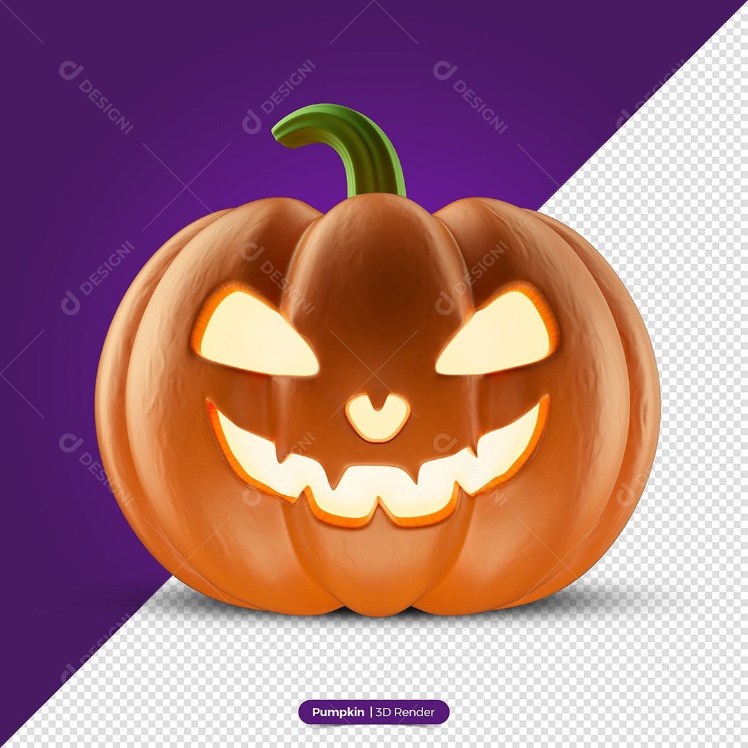 Abóbora do Dia Das Bruxas Elemento 3D de Halloween para Composição PSD