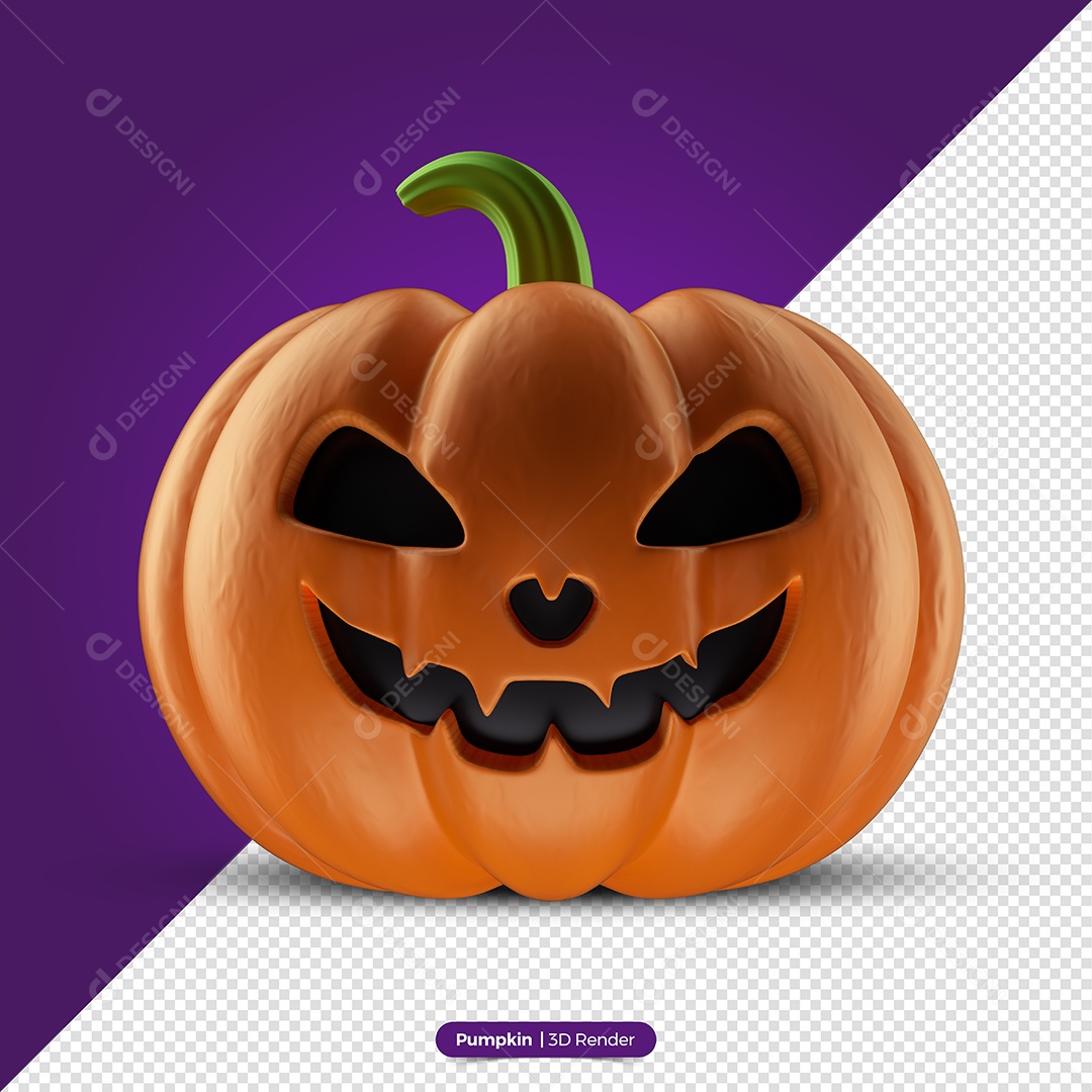 Abóbora Laranja e Preto do Dia Das Bruxas Elemento 3D de Halloween para Composição PSD