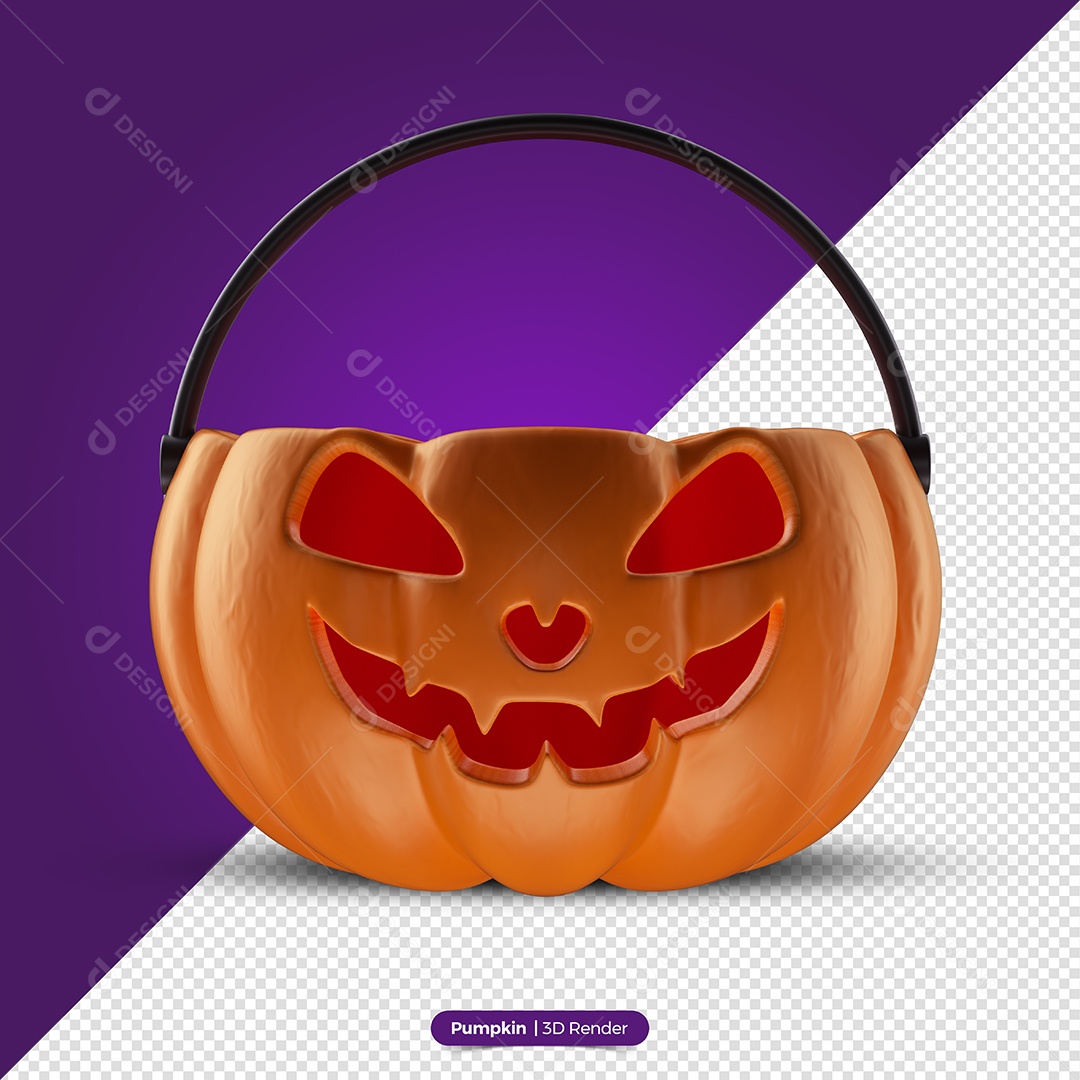 Abóbora Laranja do Dia Das Bruxas Elemento 3D de Halloween para Composição PSD