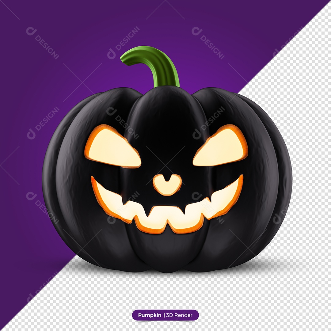 Abóbora Preta e Laranja do Dia Das Bruxas Elemento 3D de Halloween para Composição PSD