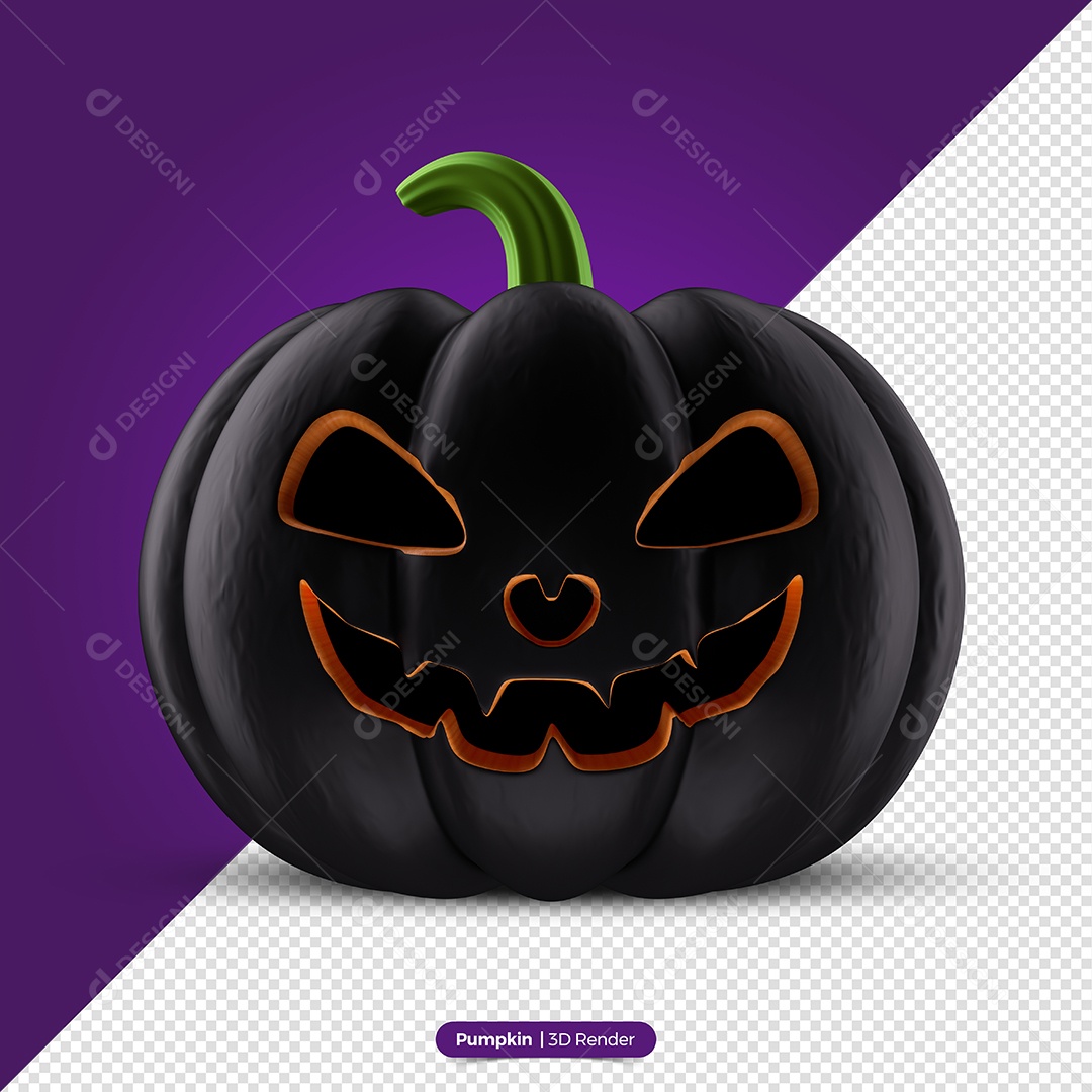 Abóbora Preta e Laranja do Dia Das Bruxas Elemento 3D de Halloween para Composição PSD