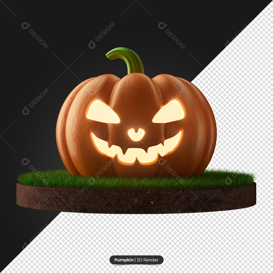 Abóbora do Dia Das Bruxas Em Pódio Elemento 3D de Halloween para Composição PSD