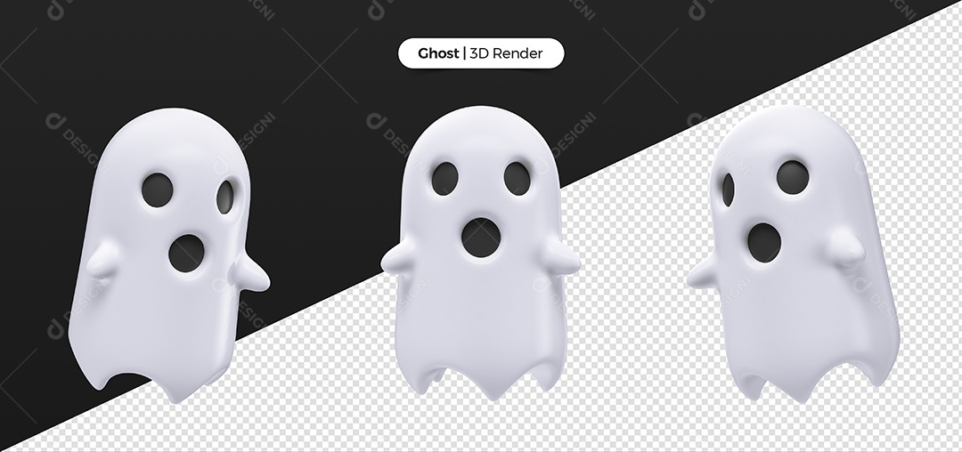 Fantasma 3D de Halloween Elemento para Composição PSD