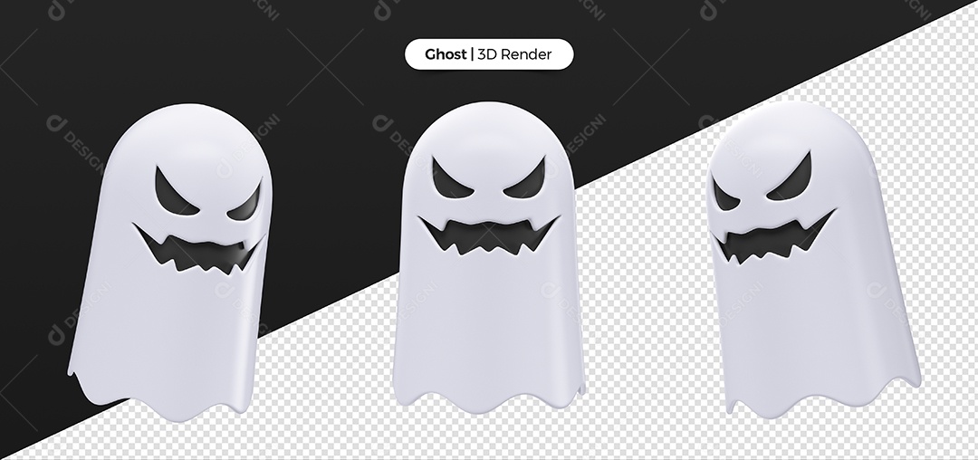 Fantasma 3D de Halloween Elemento para Composição PSD