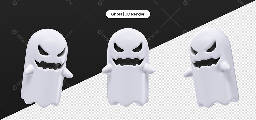 Fantasma 3D de Halloween Elemento para Composição PSD
