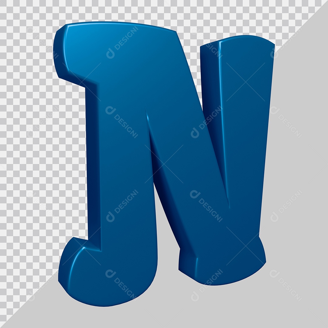 Elemento 3D Para Composição Letra N Azul PSD