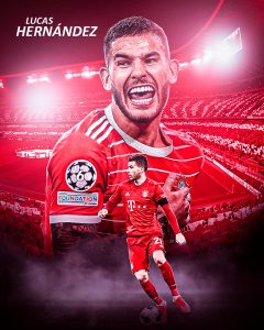 Social Media Flyer Jogador de Futebol Lucas Hernández Bayern Munchen PSD Editável