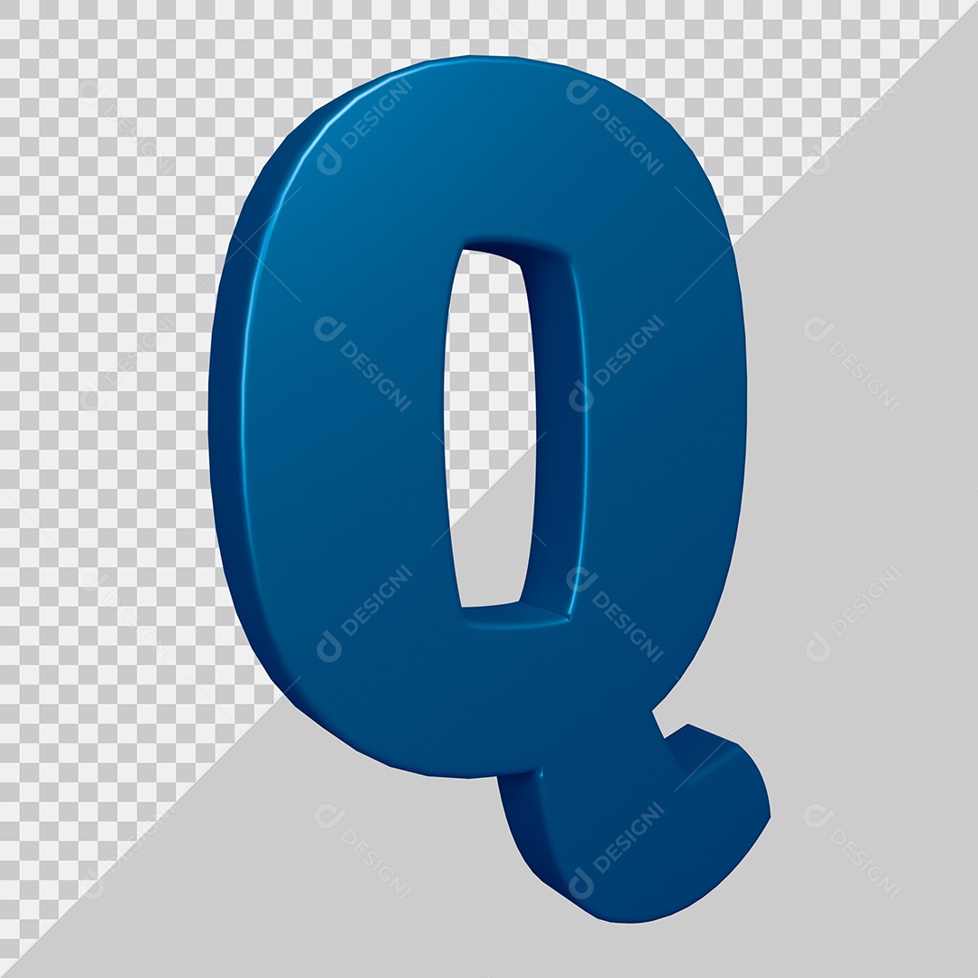 Elemento 3D Para Composição Letra Q Azul PSD