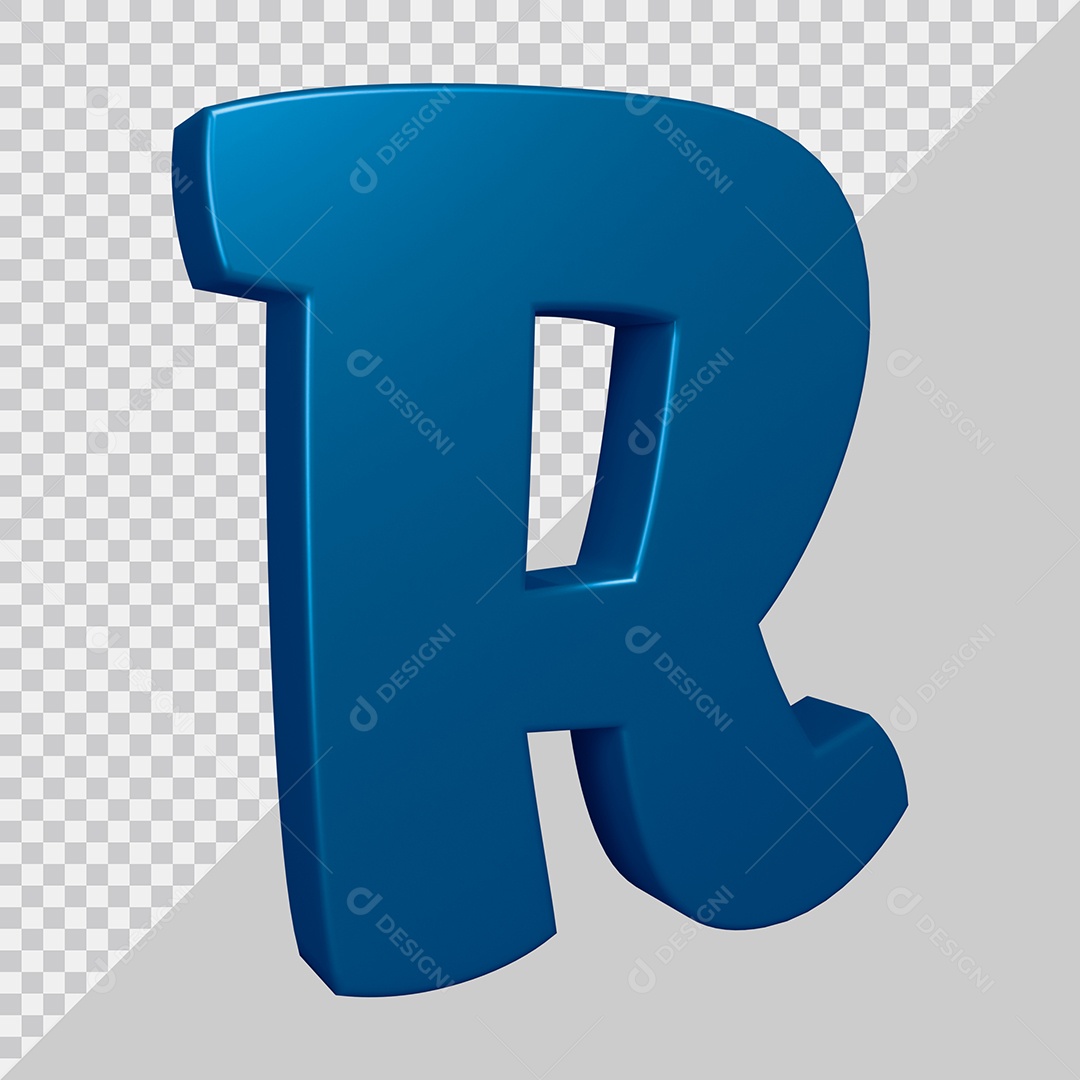 Elemento 3D Para Composição Letra R Azul PSD