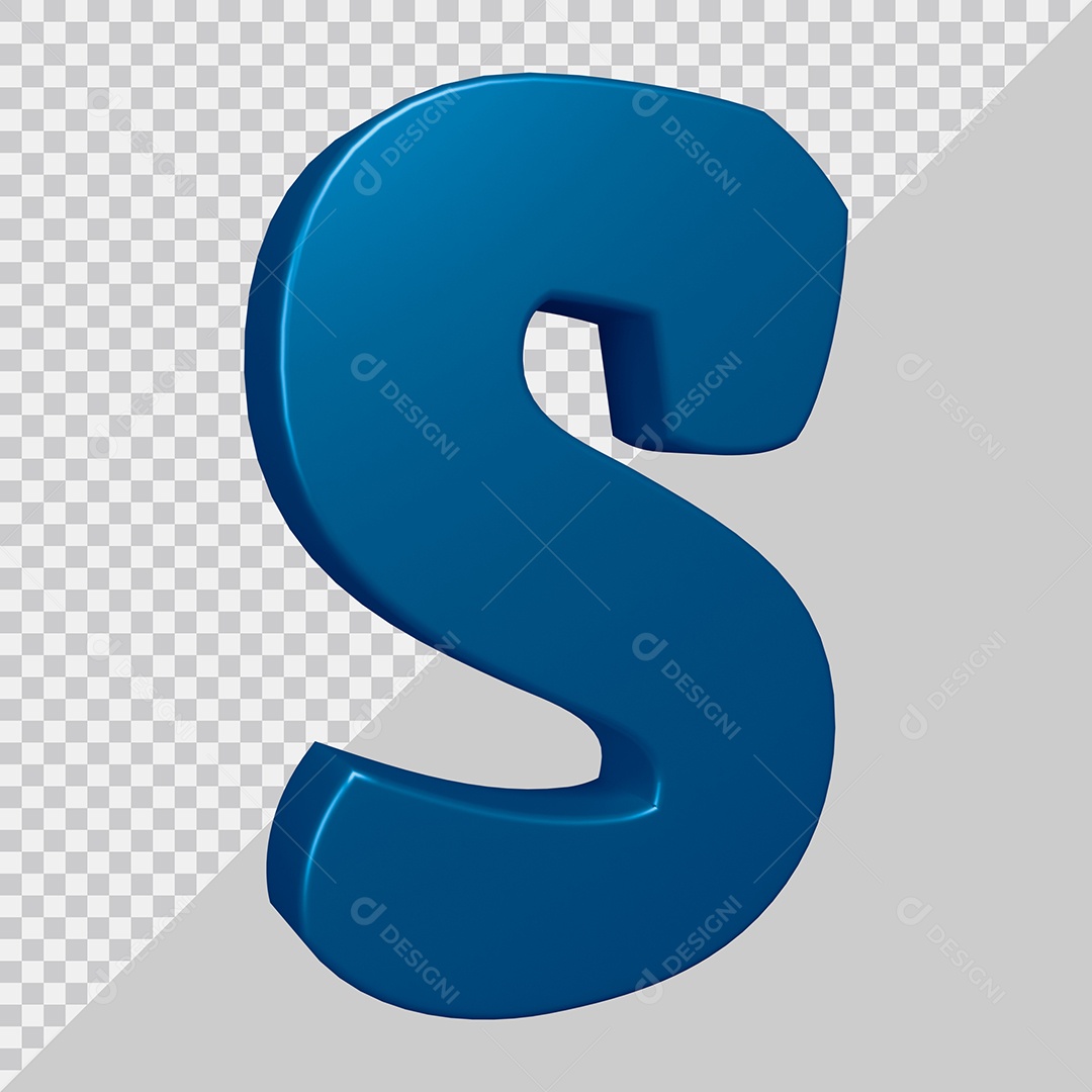Elemento 3D Para Composição Letra S Azul PSD