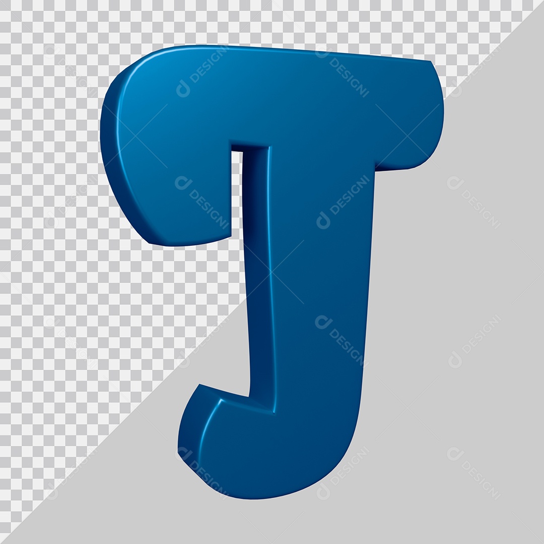 Elemento 3D Para Composição Letra T Azul PSD