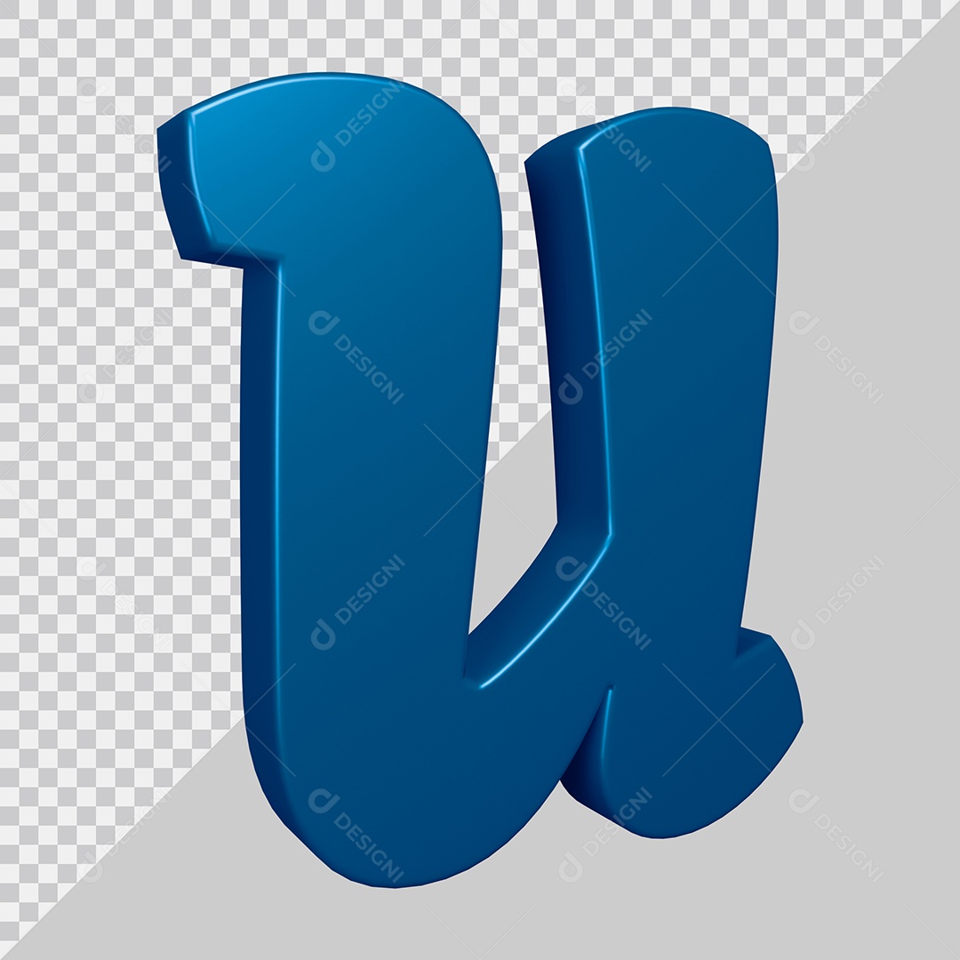 3D Element For Composition Letter U Blue PSD
