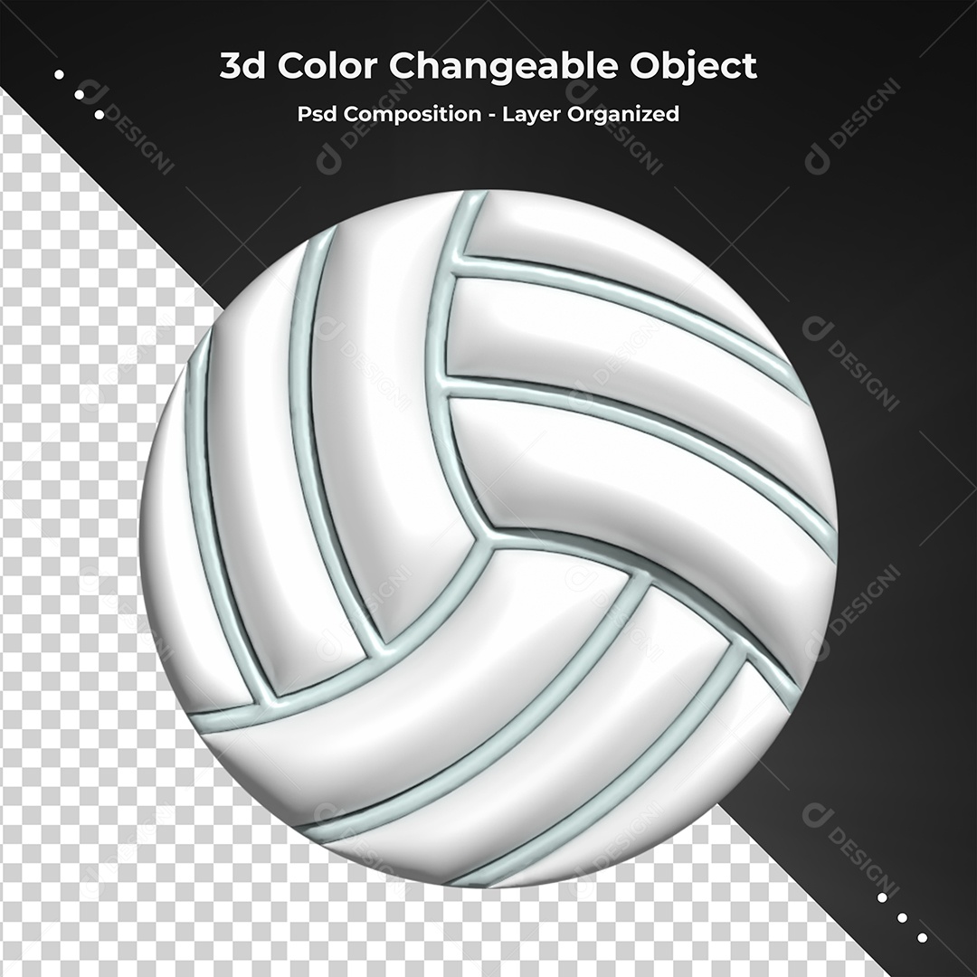 Elemento 3D Para Composição Bola De Vôlei Branca  PSD