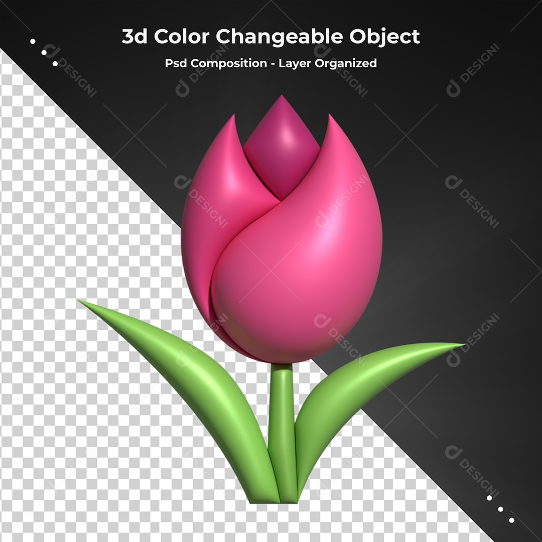 Elemento 3D Para Composição Flores Rosa PSD