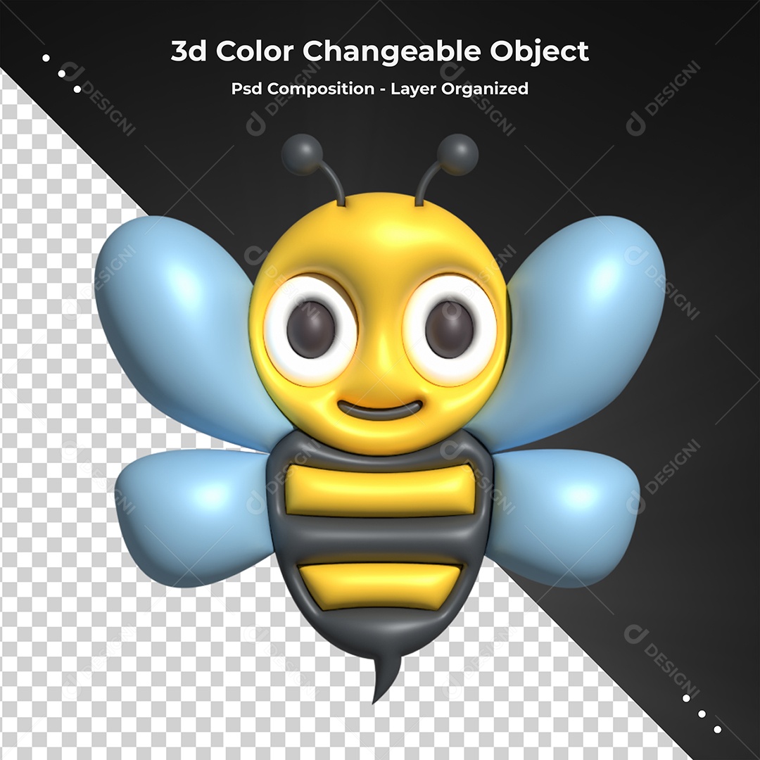 Elemento 3D Para Composição Abelha Amarela PSD