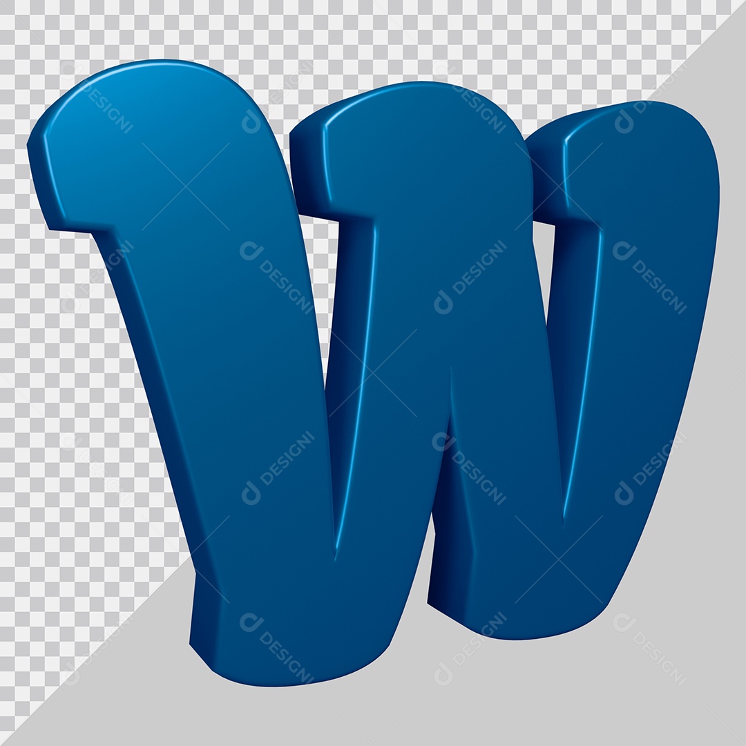Elemento 3D Para Composição Letra W Azul PSD