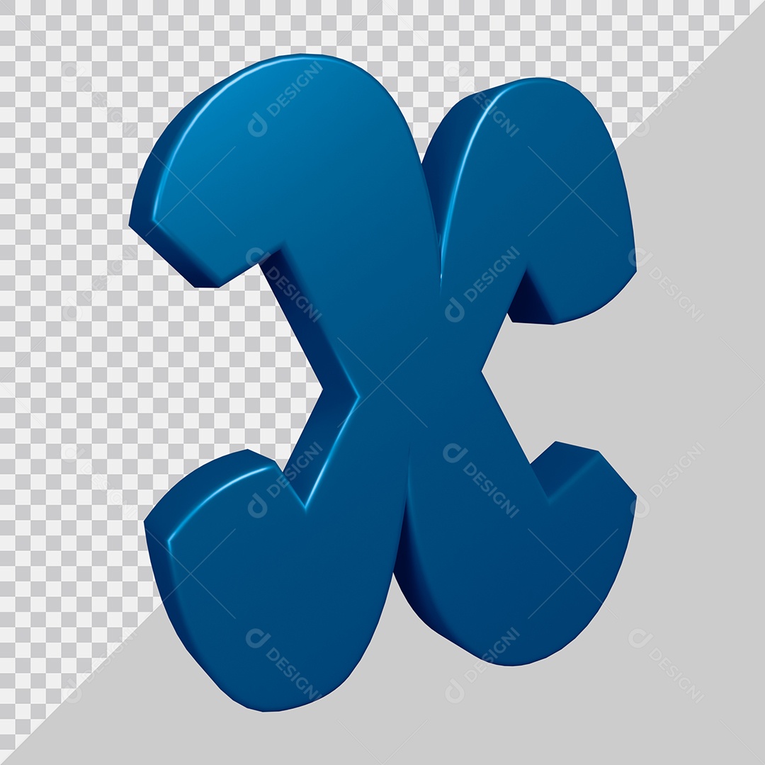 Elemento 3D Para Composição Letra X Azul PSD