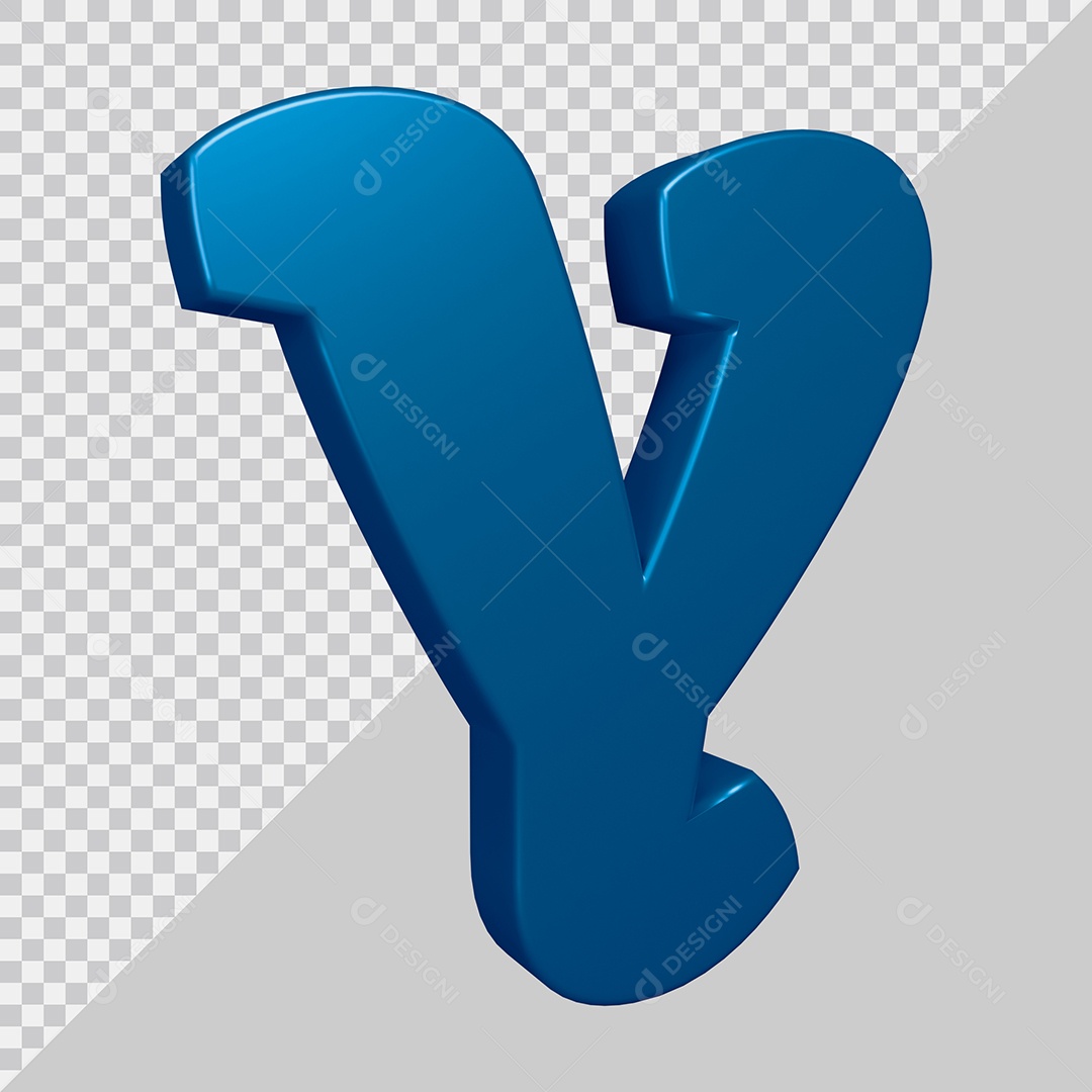 Elemento 3D Para Composição Letra Y Azul PSD