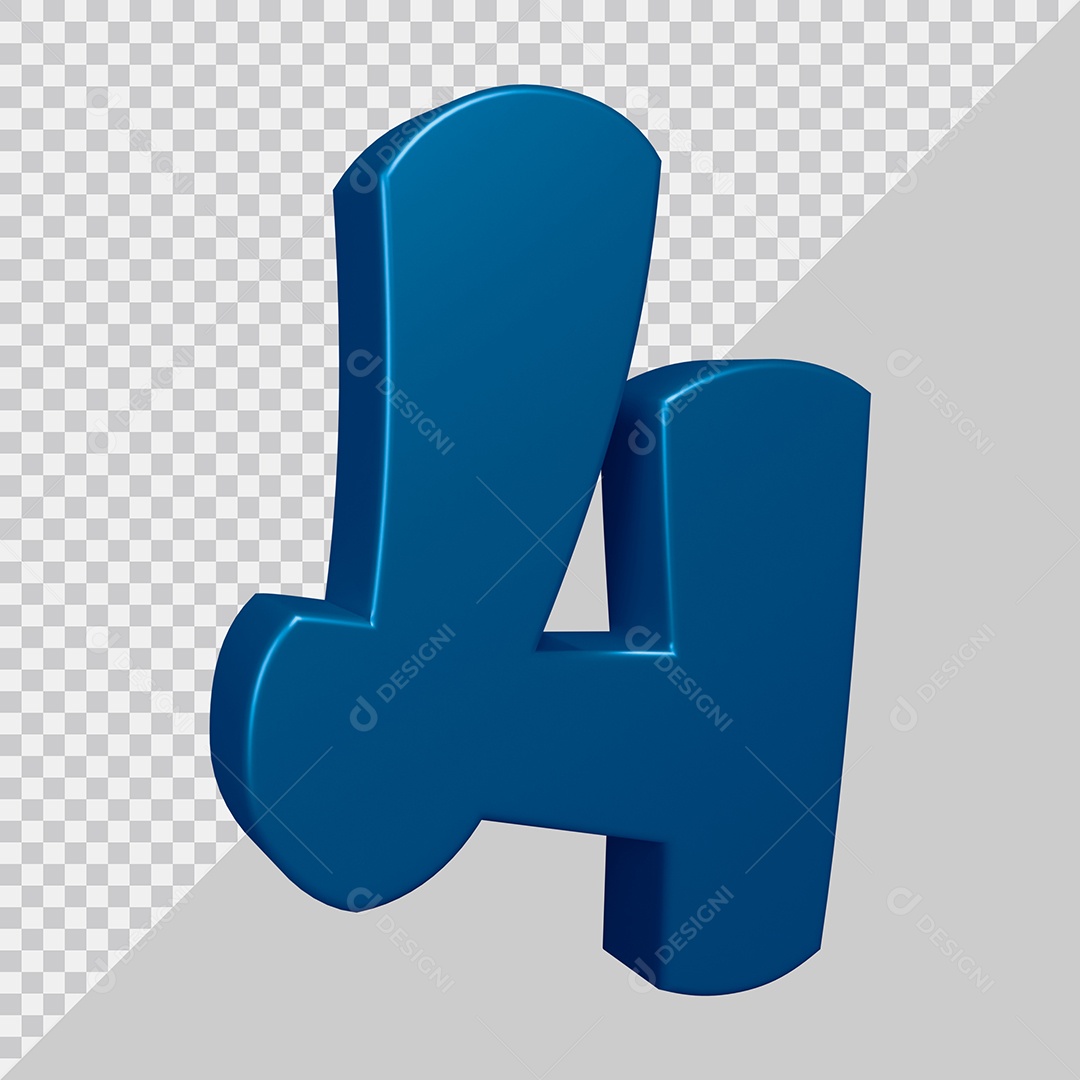 Elemento 3D Para Composição Número 4 Azul PSD