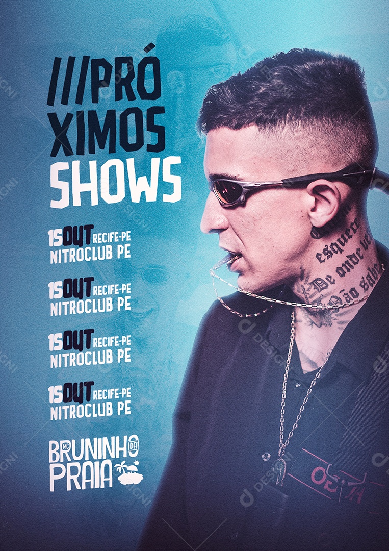 Próximos Shows  MC Bruninho da Praia Flyer Social Media PSD Editável