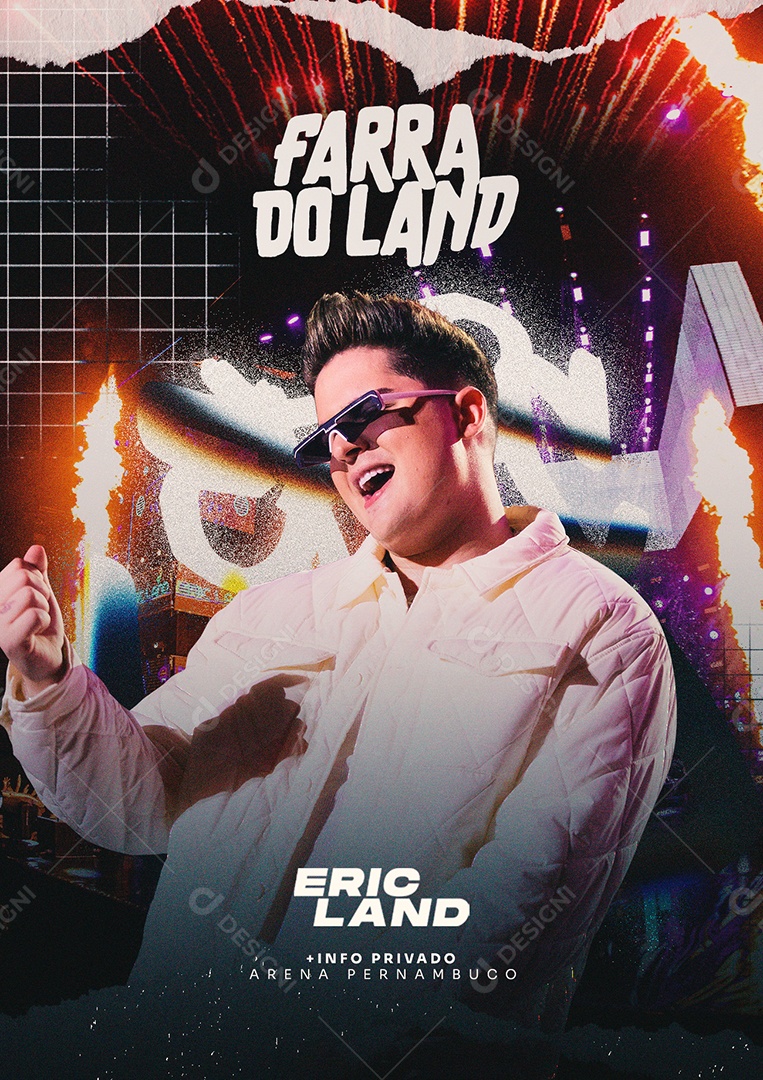 Farra do Land Flyer Eric Land Social Media PSD Editável