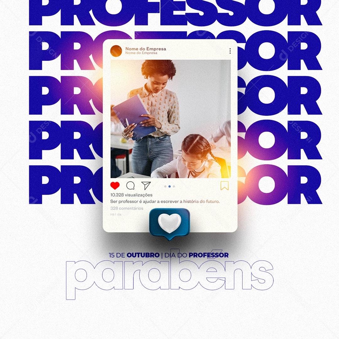 Parabéns 15 de Outubro Dia Do Professor Social Media PSD Editável