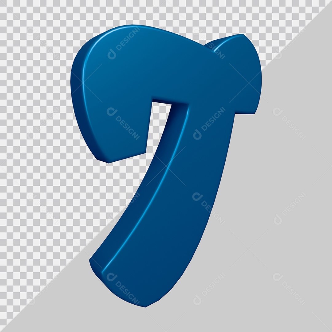 Elemento 3D Para Composição Número 7 Azul PSD