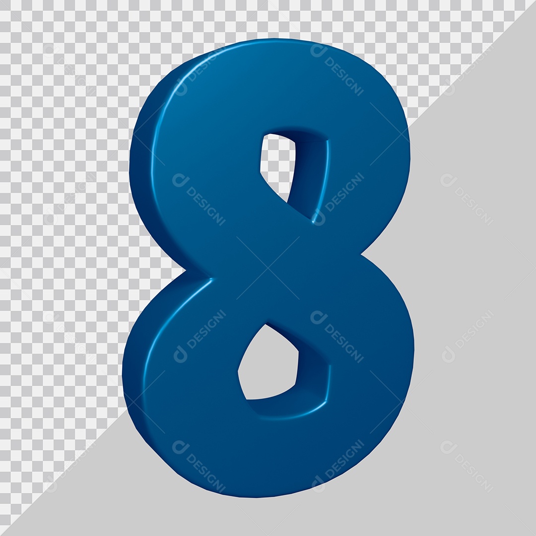 Elemento 3D Para Composição Número 8 Azul PSD