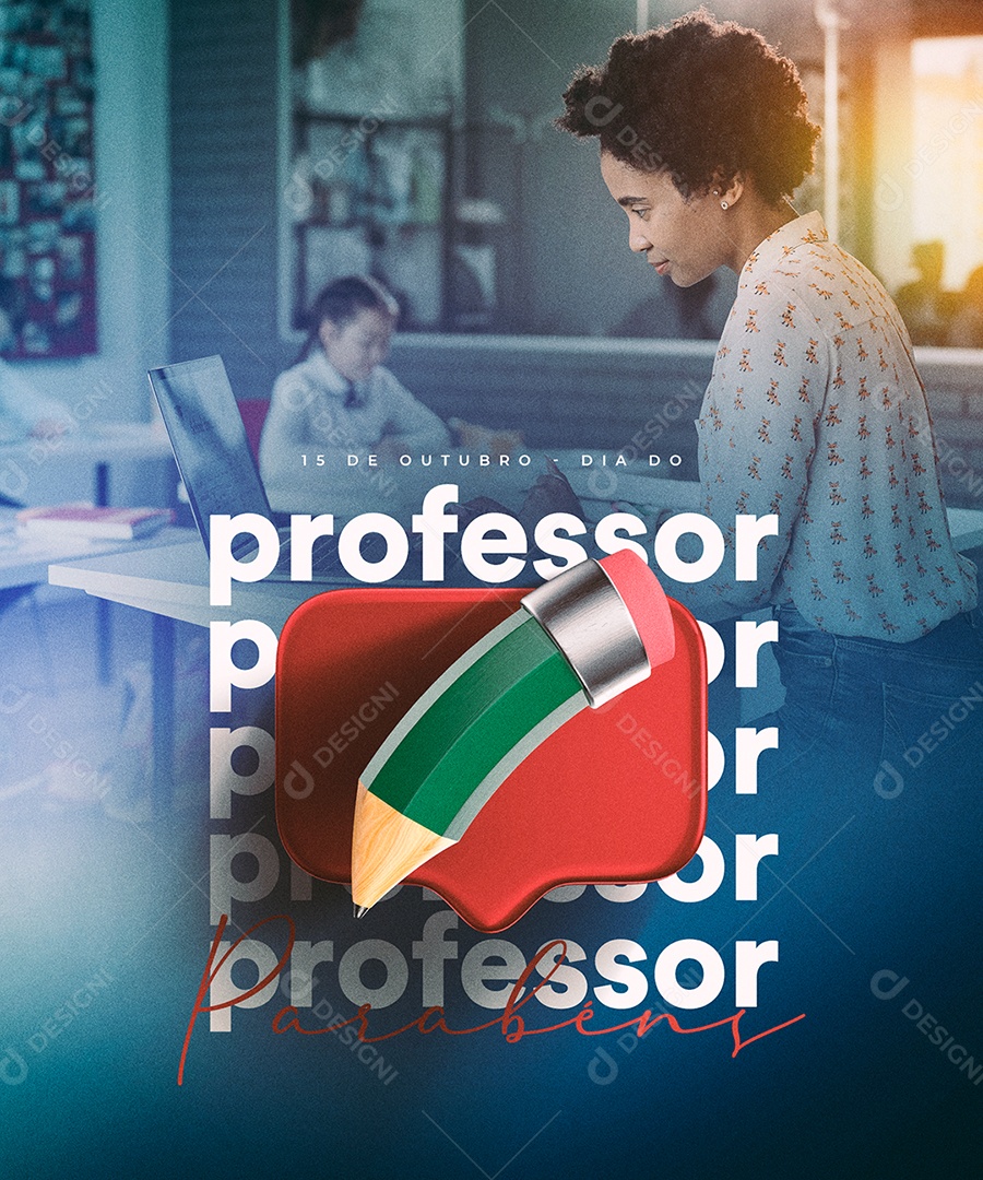 Parabéns Dia Do Professor 15 de Outubro Social Media PSD Editável