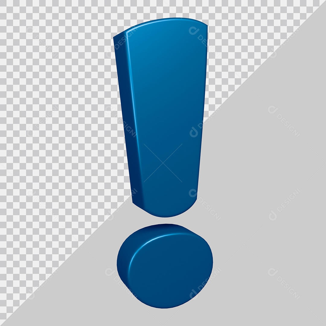 Elemento 3D Para Composição Símbolo de Ponto de Exclamação Azul PSD