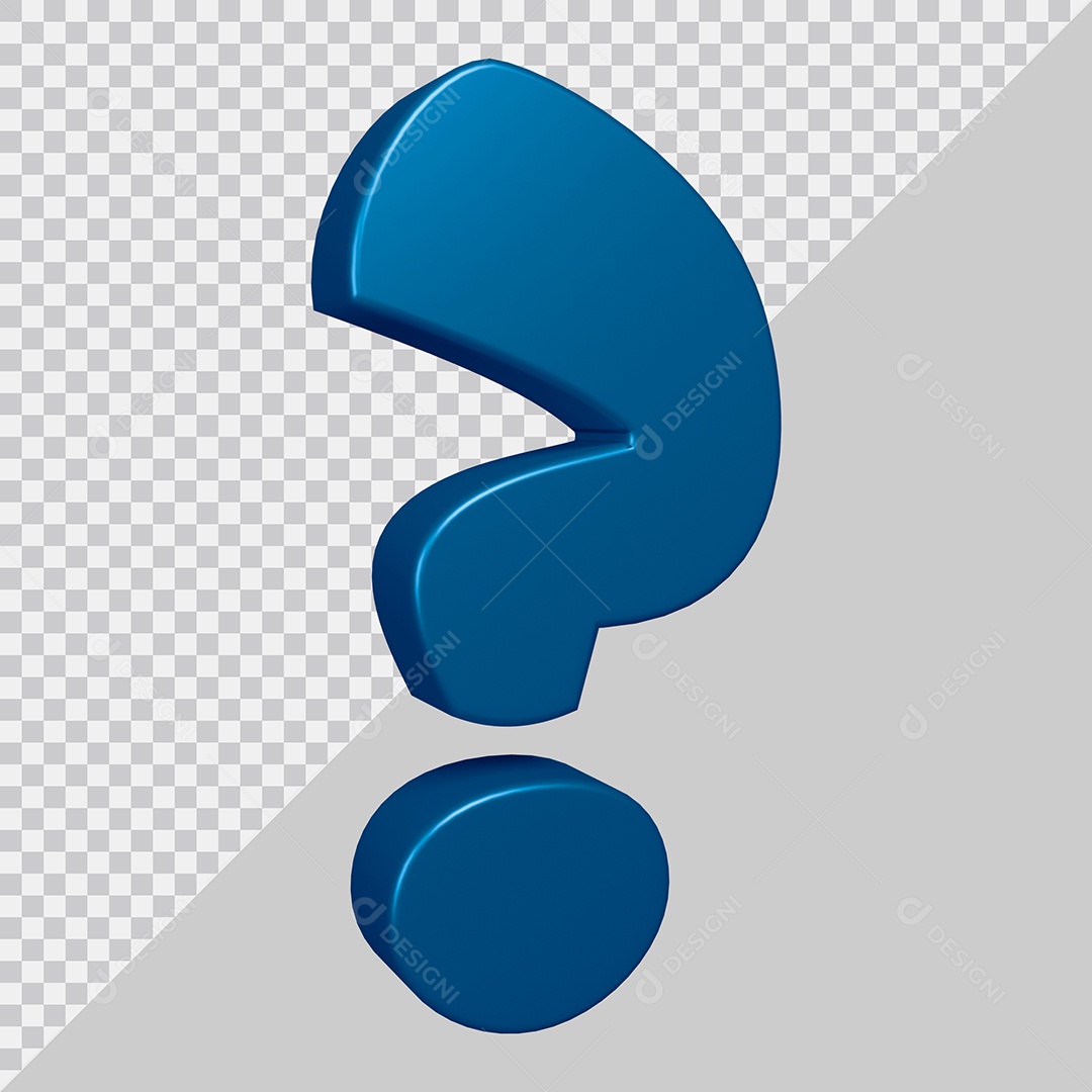Elemento 3D Para Composição Símbolo de ponto de interrogação Azul PSD