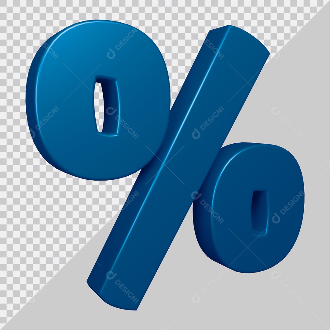 Elemento 3D Para Composição Símbolo de Porcentagem Azul PSD