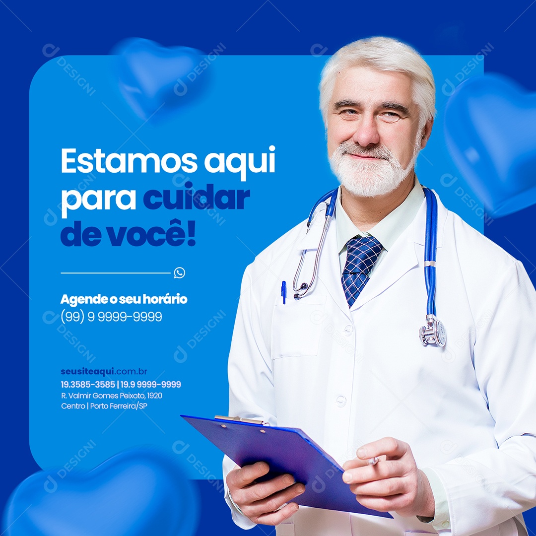 Estamos Aqui Para Cuidar de Você Laboratório Clínico Social Media PSD Editável