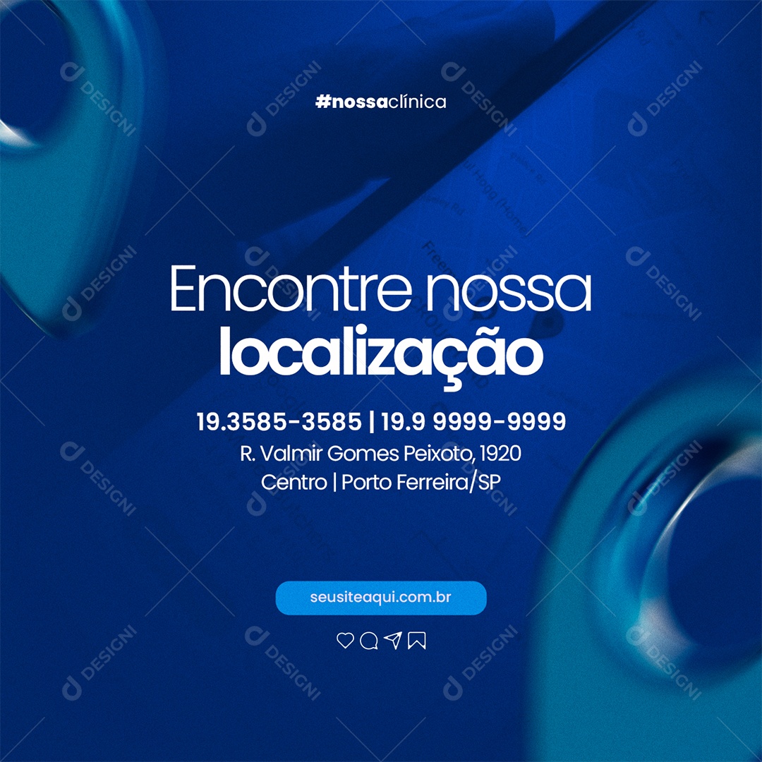 Encontre Nossa Localização Laboratório Clínico Social Media PSD Editável