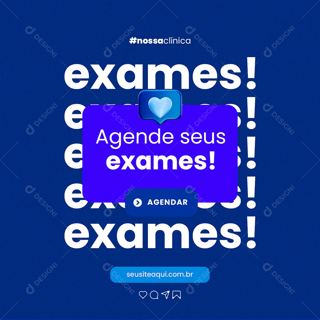 Agende Seus Exames Agendar Laboratório Clínico Social Media PSD Editável