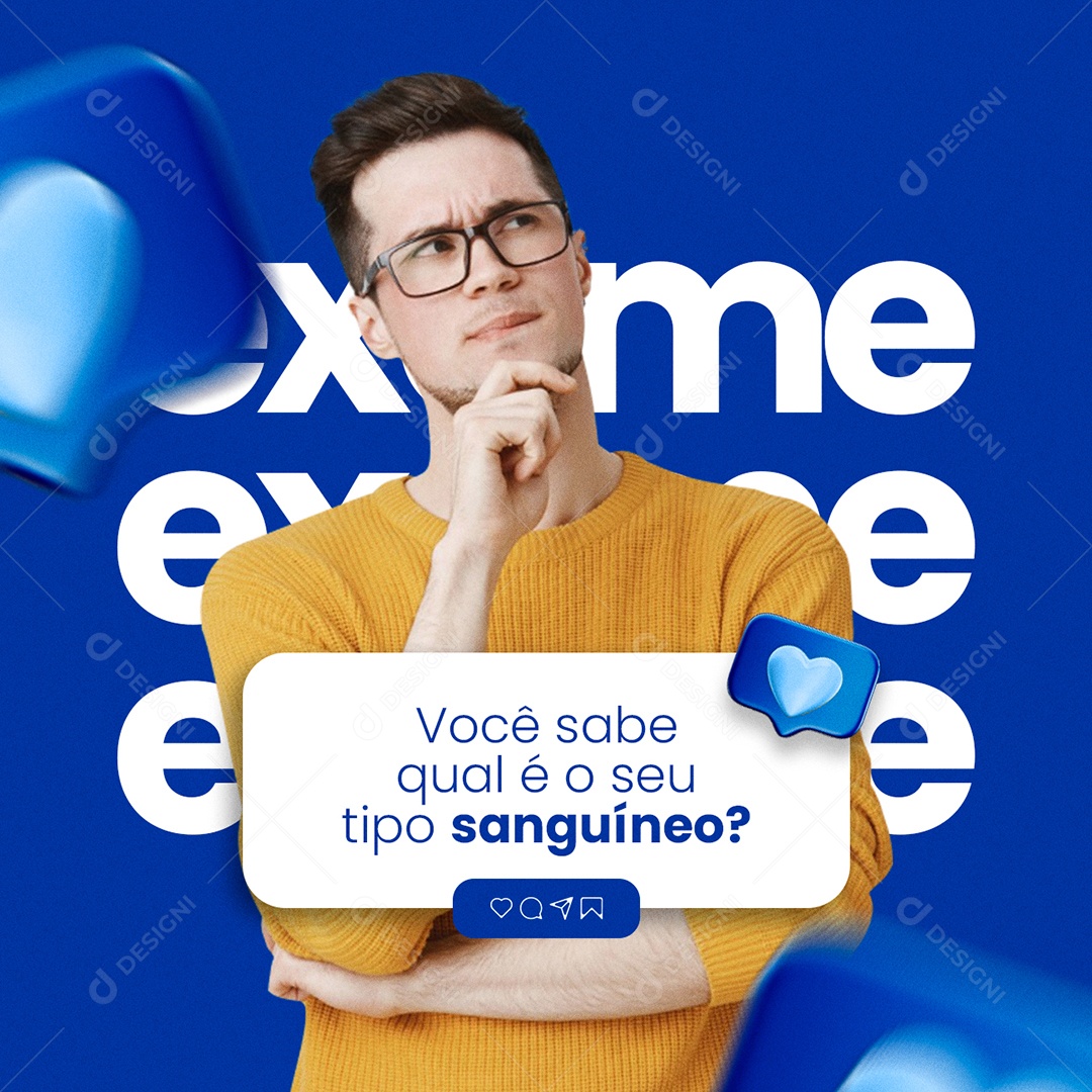 Você Sabe Qual é o Seu Tipo Sanguíneo Laboratório Clínico Social Media PSD Editável