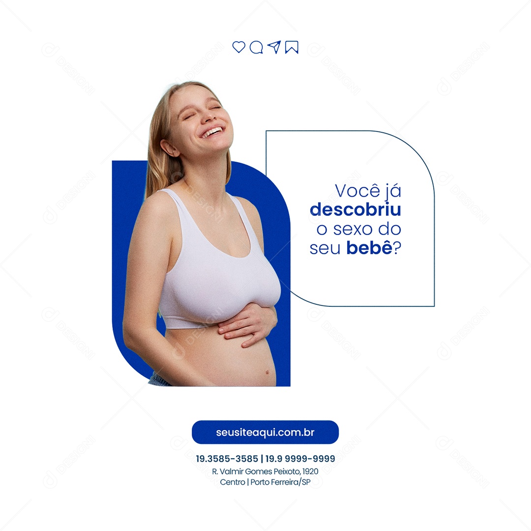 Você Já Descobriu o Sexo do Seu Bebê Laboratório Clínico Social Media PSD Editável