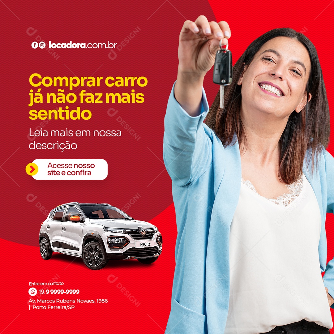 Comprar Carro Já Não Faz Mais Sentido Locadora de Carros Social Media PSD Editável