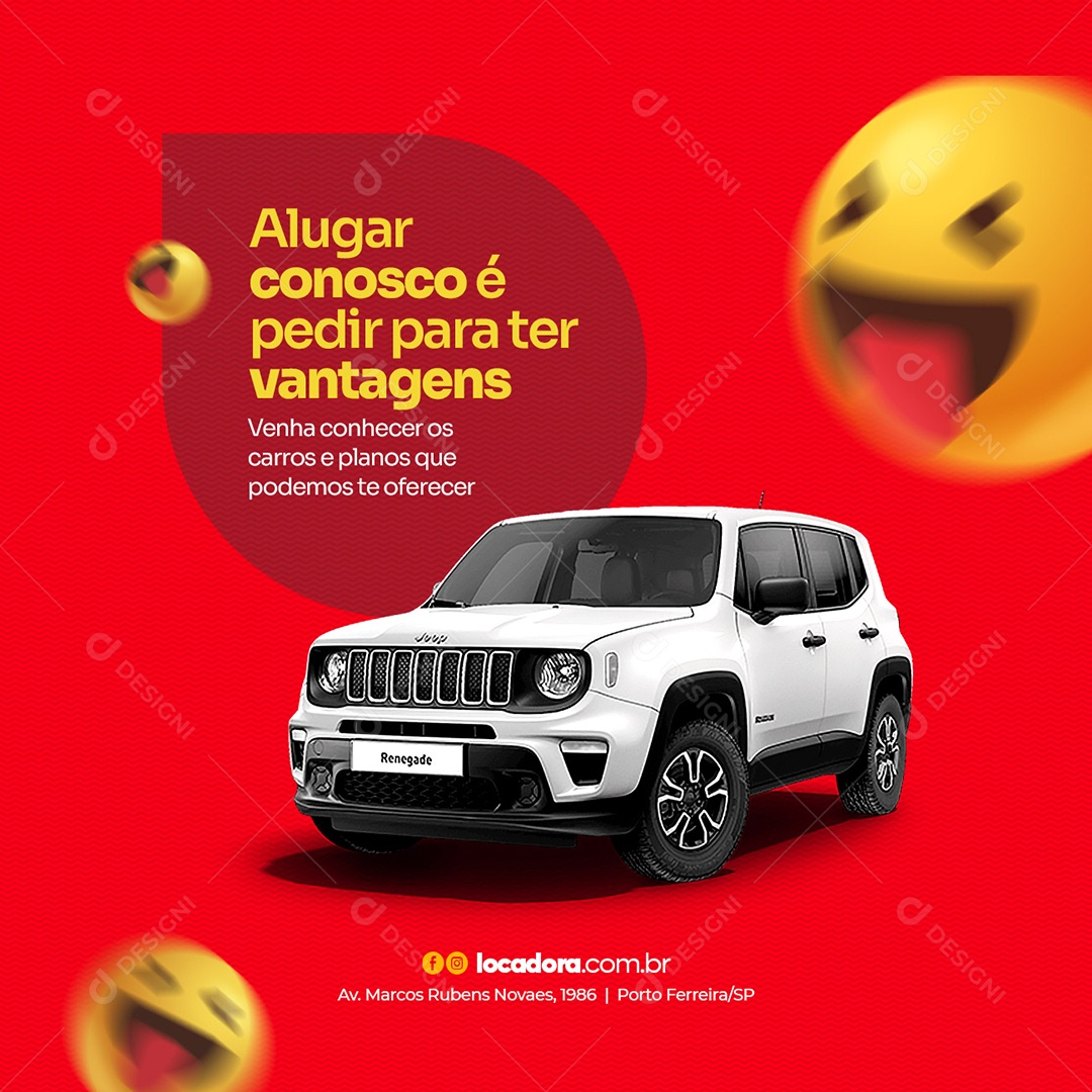 Alugar é Pedir Para Ter Vantagens Locadora de Carros Social Media PSD Editável